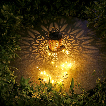Слънчева LED лейка Светлини Външна водоустойчива декоративна кана Градинска дворна художествена лампа Куха водна пръскачка Прожекционна лампа