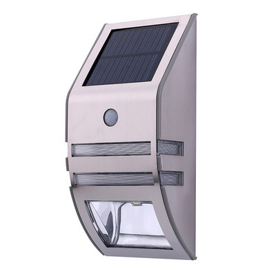 Ūdensizturīgs PIR kustības sensors LED saules gaismas nerūsējošā tērauda āra dārza pagalma drošības sienas lampa