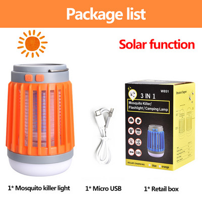 Lampă solară pentru ucigașul țânțarilor Baterie încorporată Lumină în aer liber Bec reflector Lanternă LED reîncărcabilă Micro USB Lanternă pentru camping ABS