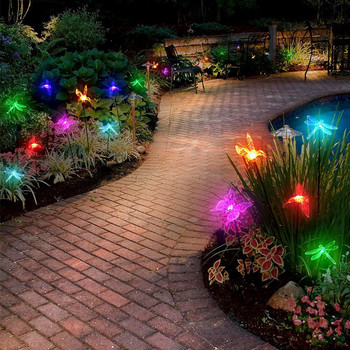 Διακοσμητικό φωτιστικό κήπου με ηλιακή ενέργεια εξωτερικού χώρου που αλλάζει χρώμα LED Φως τοπίου Αδιάβροχο Bird Butterfly Dragonfly Φώτα γκαζόν