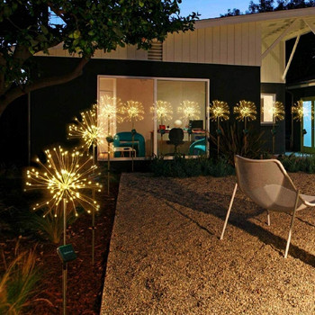нови външни светодиодни слънчеви фойерверки 90/150 светодиоди водоустойчива струна фея за домашна градина улична коледна украса