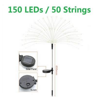 új kültéri LED napelemes tűzijáték lámpák 90/150 LED vízálló húrtündér otthoni kerthez utcai karácsonyi dekoráció