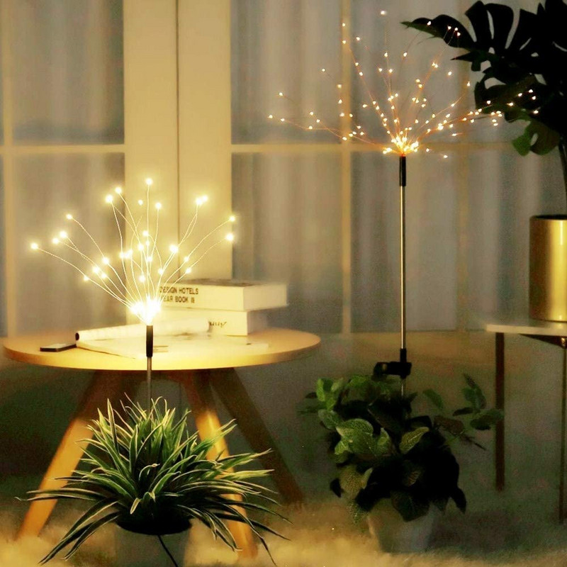 új kültéri LED napelemes tűzijáték lámpák 90/150 LED vízálló húrtündér otthoni kerthez utcai karácsonyi dekoráció