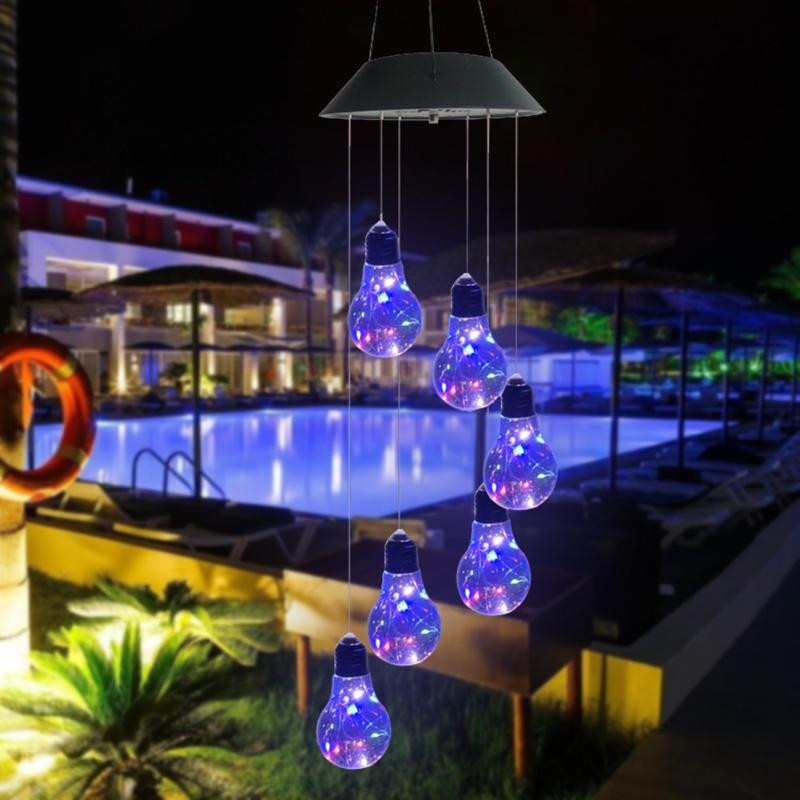 Energiatõhus päikeseenergia värvimuutev LED-pirn Tuulekellad Lastetoa sisustus Aia rippvalgusti jõulukaunistus