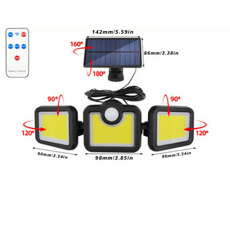 20 w saules gaismas spuldze 171cob Ip65 ūdensizturīga īpaši spilgta regulējama plata apgaismojuma leņķa saules lampa ar tālvadības pulti