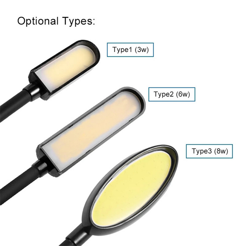 COB 3W/6W/8W Lumină de cusut LED Tub flexibil Acasă Lampă de noapte Comutator pornire/oprire Instalare magnetică Strunguri Banc de lucru (Alb 6000K)