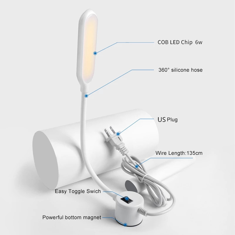 Šujmašīnas darba vieglais rūpnieciskais apgaismojums COB/SMD elastīgais gaismas darba virpas rotējošais lampas caurules magnēta apgaismojums