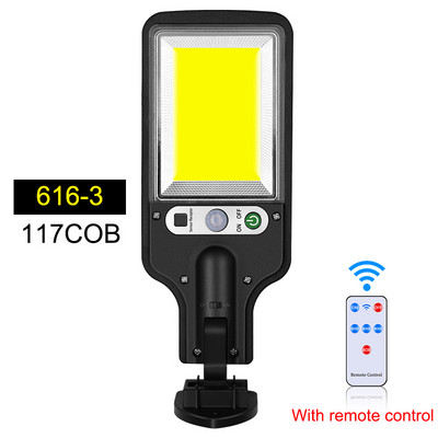 117COB päikeseenergia LED tänavavalgusti veekindel PIR liikumisandur nutikas kaugjuhtimislamp 1200 W välisaia turvaseinavalgusti