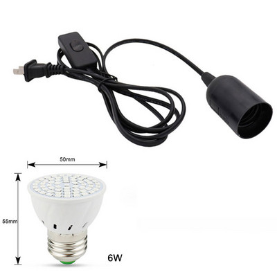 Lampă de creștere cu LED alb negru cu spectru complet 6W 15W 20W 26W Lumină pentru plante de interior E27 Lampă de creștere reglabilă suspendată