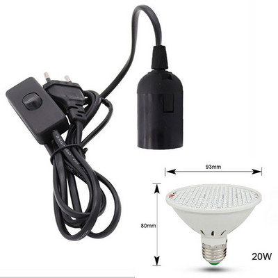 Lampă de creștere cu LED alb negru cu spectru complet 6W 15W 20W 26W Lumină pentru plante de interior E27 Lampă de creștere reglabilă suspendată