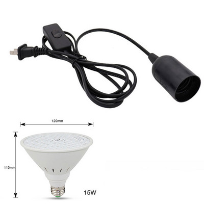 Lampă de creștere cu LED alb negru cu spectru complet 6W 15W 20W 26W Lumină pentru plante de interior E27 Lampă de creștere reglabilă suspendată