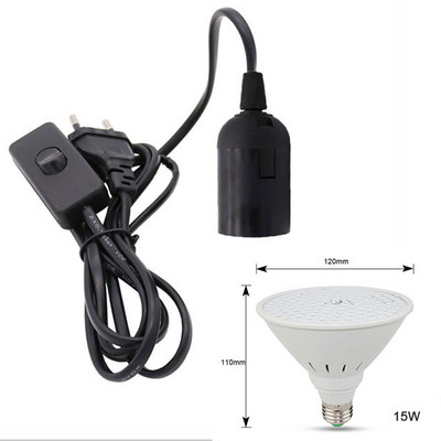 Lampă de creștere cu LED alb negru cu spectru complet 6W 15W 20W 26W Lumină pentru plante de interior E27 Lampă de creștere reglabilă suspendată