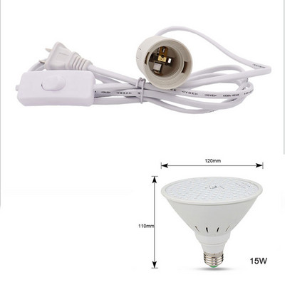 Lampă de creștere cu LED alb negru cu spectru complet 6W 15W 20W 26W Lumină pentru plante de interior E27 Lampă de creștere reglabilă suspendată