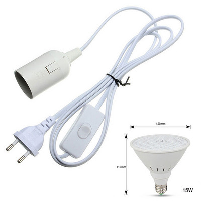 Lampă de creștere cu LED alb negru cu spectru complet 6W 15W 20W 26W Lumină pentru plante de interior E27 Lampă de creștere reglabilă suspendată