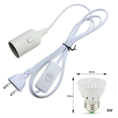 Lampă de creștere cu LED alb negru cu spectru complet 6W 15W 20W 26W Lumină pentru plante de interior E27 Lampă de creștere reglabilă suspendată