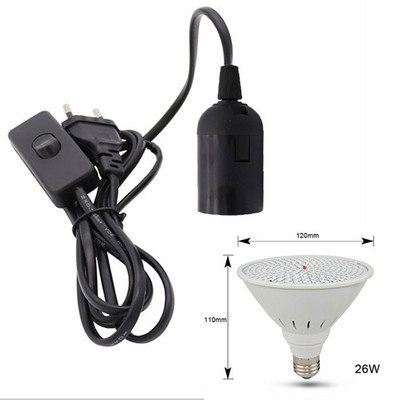 Lampă de creștere cu LED alb negru cu spectru complet 6W 15W 20W 26W Lumină pentru plante de interior E27 Lampă de creștere reglabilă suspendată