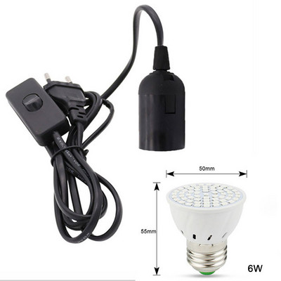 Lampă de creștere cu LED alb negru cu spectru complet 6W 15W 20W 26W Lumină pentru plante de interior E27 Lampă de creștere reglabilă suspendată
