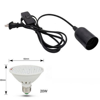 Lampă de creștere cu LED alb negru cu spectru complet 6W 15W 20W 26W Lumină pentru plante de interior E27 Lampă de creștere reglabilă suspendată