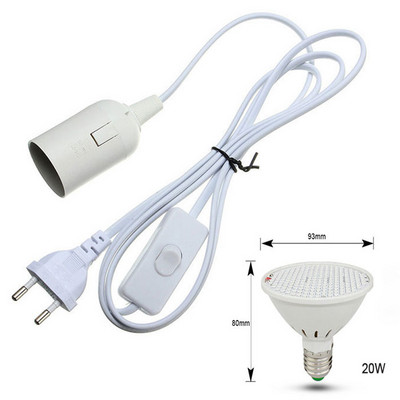 Lampă de creștere cu LED alb negru cu spectru complet 6W 15W 20W 26W Lumină pentru plante de interior E27 Lampă de creștere reglabilă suspendată