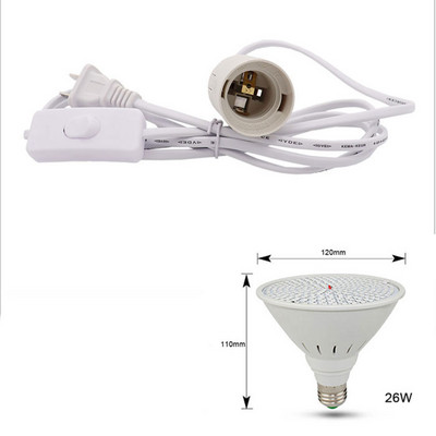 Lampă de creștere cu LED alb negru cu spectru complet 6W 15W 20W 26W Lumină pentru plante de interior E27 Lampă de creștere reglabilă suspendată