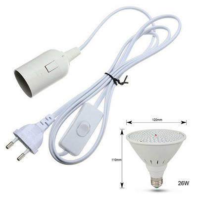 Lampă de creștere cu LED alb negru cu spectru complet 6W 15W 20W 26W Lumină pentru plante de interior E27 Lampă de creștere reglabilă suspendată