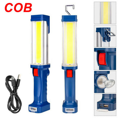 Műanyag LED-es munkalámpa ipari világítás COB USB újratölthető kézi lámpa zseblámpa szerelőműhelyhez, autóvizsgálathoz