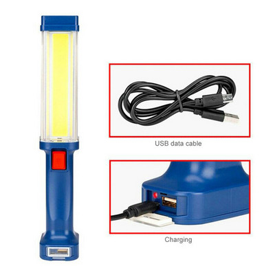 Plastična LED radna svjetiljka Industrijska rasvjeta COB USB punjiva ručna svjetiljka Baklja za mehaničarsku radionicu Pregled automobila