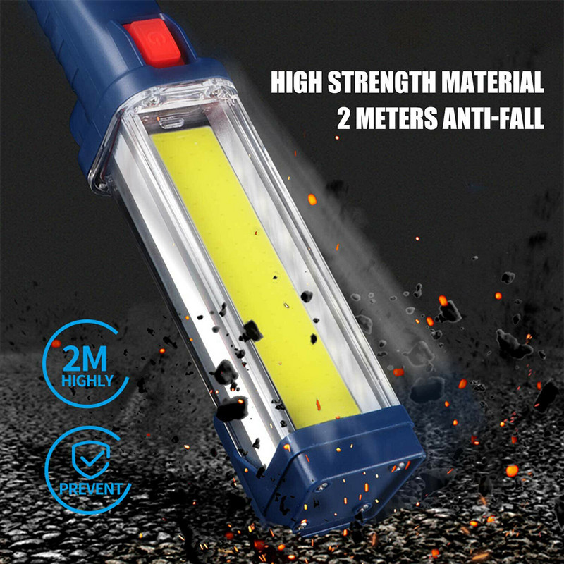 Plastikust LED-töövalgusti tööstusvalgusti COB USB-laetav käsilambi taskulamp mehaaniku töökoja auto ülevaatuseks