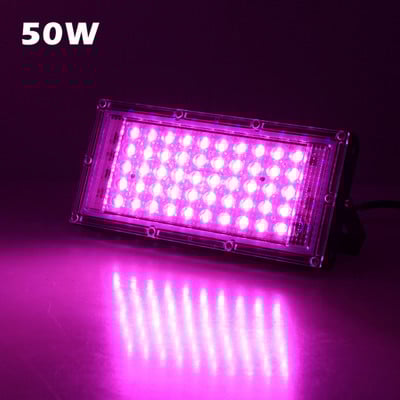 Lampă de creștere cu LED-uri cu spectru complet de 50 W și 100 W, cu priză UE și întrerupător, lampă fito IP65 pentru iluminatul de creștere a plantelor hidroponice cu efect de seră