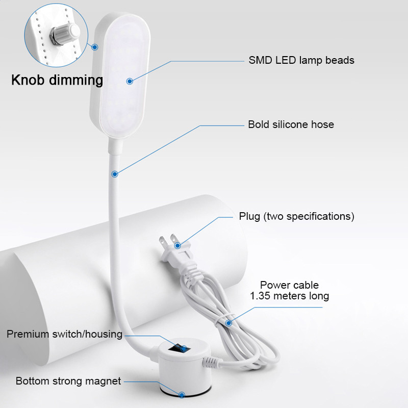 24 led šujmašīnas viegla magnētiskā pamatne, aptumšojama elastīga darba lampa, daudzfunkcionāla nomaināma lampas paneļa rūpnieciskā lampa