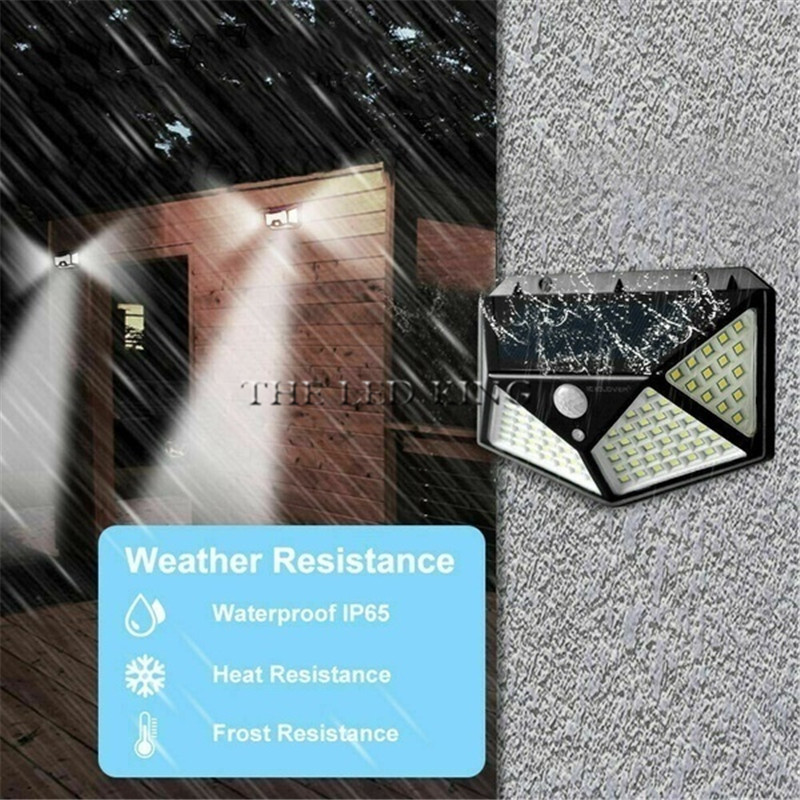 Lampă solară de exterior cu 100 LED Detector de mișcare PIR Lampă solară de perete impermeabilă Lămpi solare alimentate pentru grădină