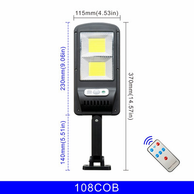 Lampă solară stradală PIR Senzor de mișcare 3000 mAh IP65 Lumină solară LED impermeabilă Lumini de exterior pentru grădină de perete cu telecomandă