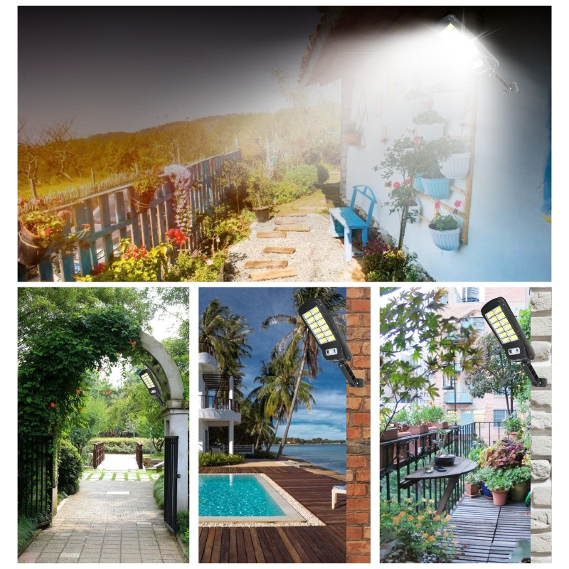 Lampă solară stradală PIR Senzor de mișcare 3000 mAh IP65 Lumină solară LED impermeabilă Lumini de exterior pentru grădină de perete cu telecomandă