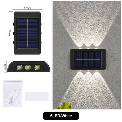 Lampă solară LED Impermeable pentru Pared Exterior Lumină alimentată de energie solară cu Iluminație Superior și Inferior Dispozitiv