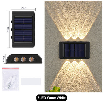 Lampă solară LED Impermeable pentru Pared Exterior Lumină alimentată de energie solară cu Iluminație Superior și Inferior Dispozitiv