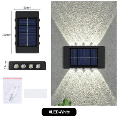 Lampă solară LED Impermeable pentru Pared Exterior Lumină alimentată de energie solară cu Iluminație Superior și Inferior Dispozitiv