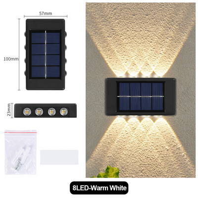 Lampă solară LED Impermeable pentru Pared Exterior Lumină alimentată de energie solară cu Iluminație Superior și Inferior Dispozitiv