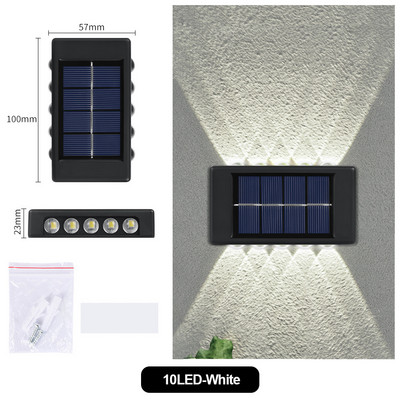 Lampă solară LED Impermeable pentru Pared Exterior Lumină alimentată de energie solară cu Iluminație Superior și Inferior Dispozitiv