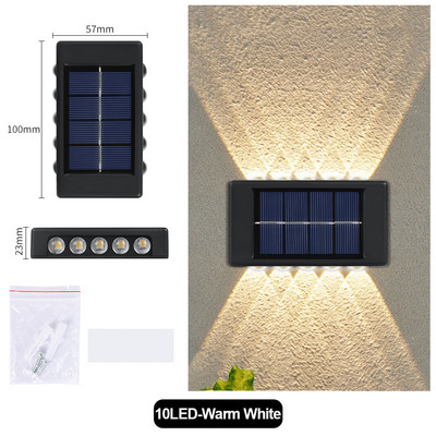Lampă solară LED Impermeable pentru Pared Exterior Lumină alimentată de energie solară cu Iluminație Superior și Inferior Dispozitiv