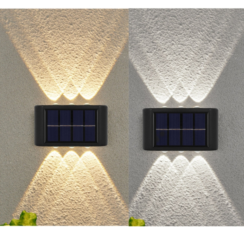Lampă solară LED Impermeable pentru Pared Exterior Lumină alimentată de energie solară cu Iluminație Superior și Inferior Dispozitiv