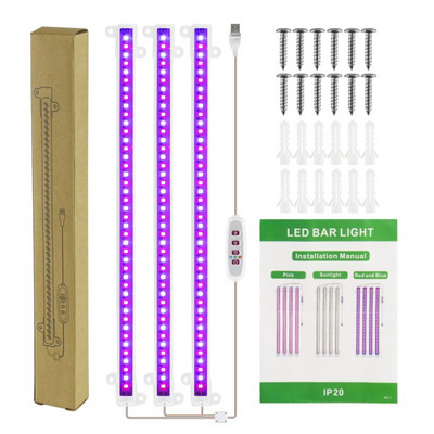 30/50 cm-es beltéri szabályozható LED Grow Light fitolámpa időzítő nagy teljesítményű hidroponikus készletekkel Teljes spektrumú lámpa beltéri termesztéshez