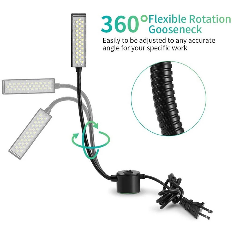 Itin ryškus pritemdomas LED naktinis apšvietimas AC110-265V EU/US kištukas Siuvimo mašina Drabužių lempa Pramoniniai gręžimo presai Veikia