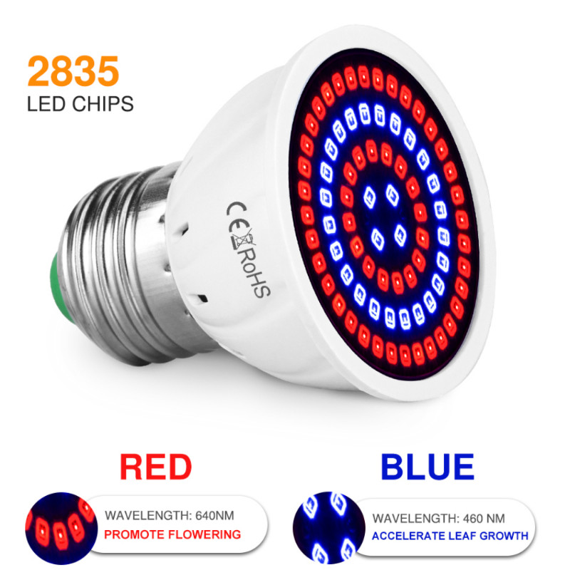 2PC LED Grow Light pilna spektra spuldze E14 220V siltumnīcas hidroponiskā lampa augšanas gaisma iekštelpu augu fito ziedu lampai 1 gab.