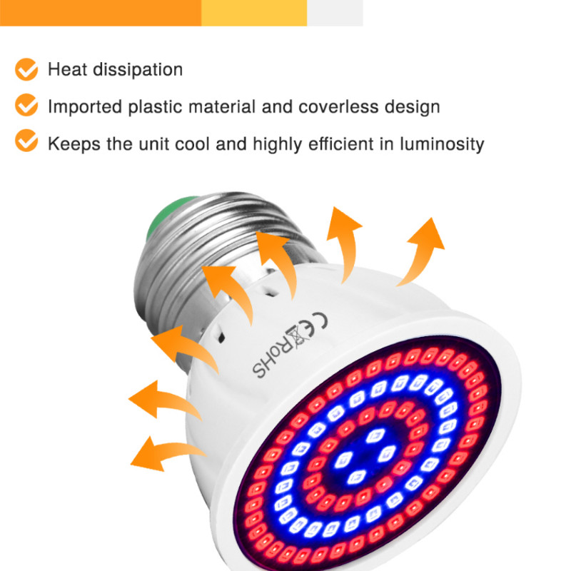 2PC LED Grow Light pilna spektra spuldze E14 220V siltumnīcas hidroponiskā lampa augšanas gaisma iekštelpu augu fito ziedu lampai 1 gab.