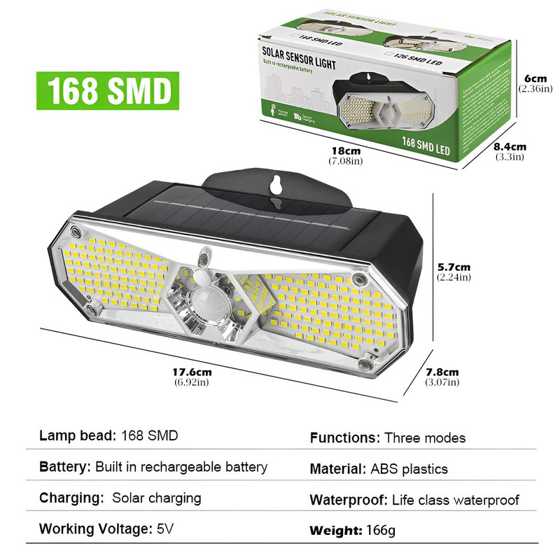 LED-es napelemes kültéri PIR mozgásérzékelő vízálló napfény újrafelhasználható fényes kerti otthoni világítás Soalr utcai lámpa