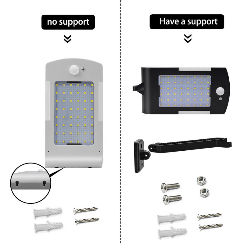 Päikesevalgusti välitingimustes 54 LED-i ülierksad liikumisanduriga tuled juhtmevabad veekindlad päikesevalgustid õueaia jaoks