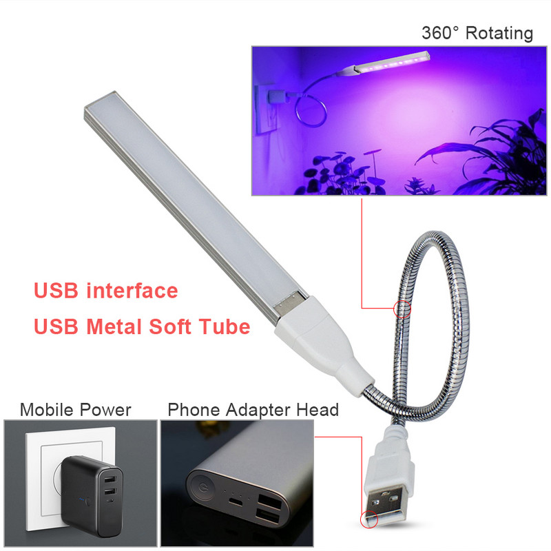 Led USB Plant Grow Light Strip Lights Teljes spektrumú fitolámpa Piros Kék UV Növények palántákhoz Virágos Zöldség zamatos