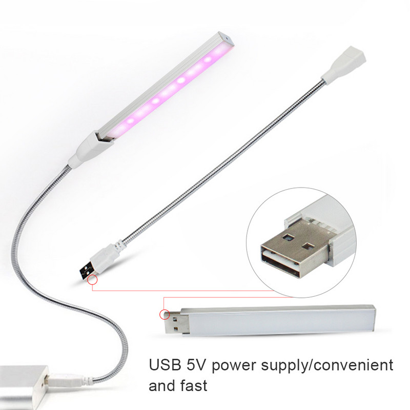 Led USB Plant Grow Light Strip Lights Teljes spektrumú fitolámpa Piros Kék UV Növények palántákhoz Virágos Zöldség zamatos