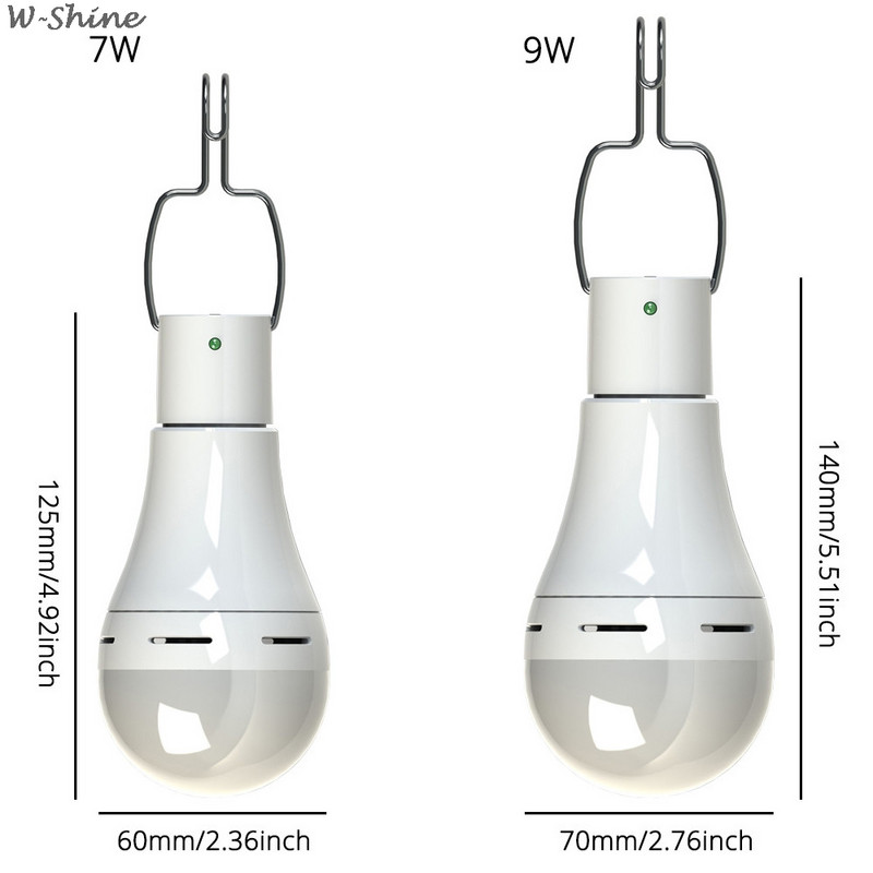 Lampă portabilă cu energie de 7W/9W Bec solar Lampă de grădină în aer liber Telecomanda cu energie solară Lumină de exterior Lumină cu panou solar