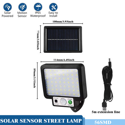 Lumină solară COB LED în aer liber Lumina soarelui Lampă de perete cu senzor de mișcare PIR impermeabilă Lampă de securitate stradală de urgență Decor pentru grădină